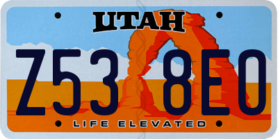 UT license plate Z538EO