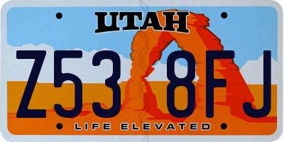 UT license plate Z538FJ