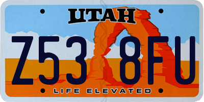 UT license plate Z538FU
