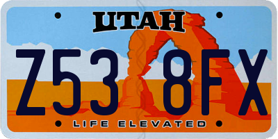 UT license plate Z538FX