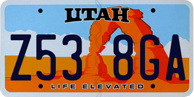UT license plate Z538GA