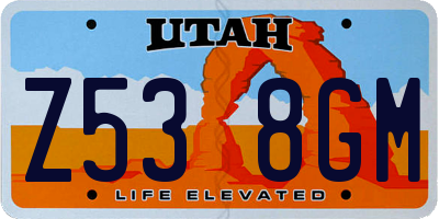 UT license plate Z538GM