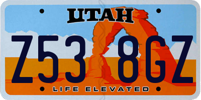 UT license plate Z538GZ