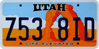 UT license plate Z538ID