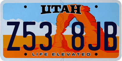 UT license plate Z538JB