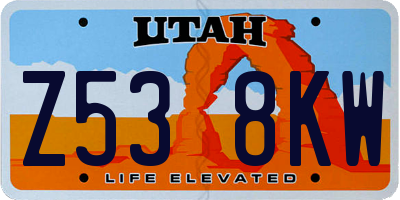 UT license plate Z538KW
