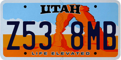 UT license plate Z538MB