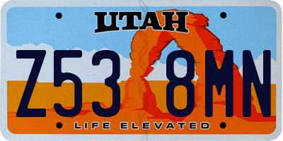 UT license plate Z538MN