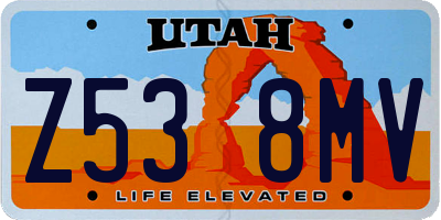 UT license plate Z538MV