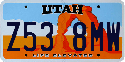 UT license plate Z538MW
