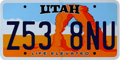 UT license plate Z538NU