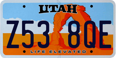 UT license plate Z538QE