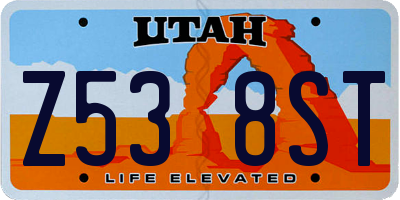 UT license plate Z538ST