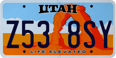 UT license plate Z538SY