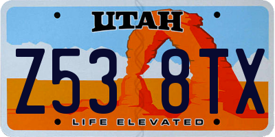 UT license plate Z538TX