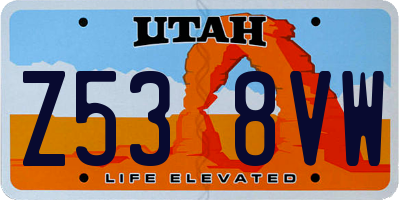 UT license plate Z538VW