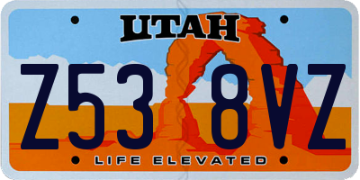 UT license plate Z538VZ