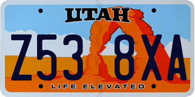 UT license plate Z538XA