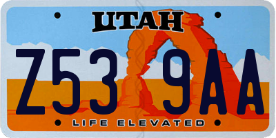 UT license plate Z539AA