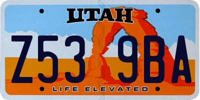 UT license plate Z539BA