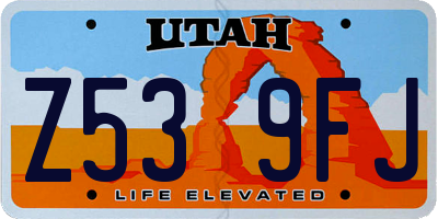 UT license plate Z539FJ