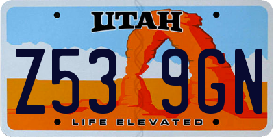 UT license plate Z539GN