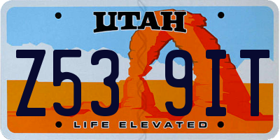UT license plate Z539IT