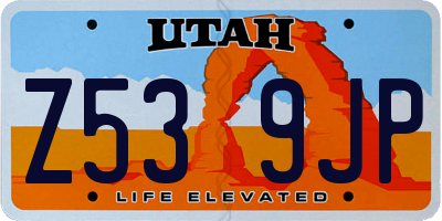 UT license plate Z539JP