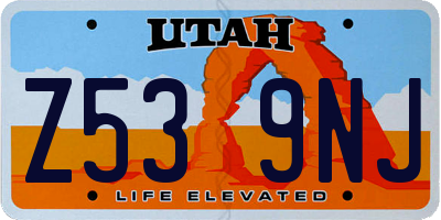 UT license plate Z539NJ