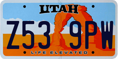 UT license plate Z539PW