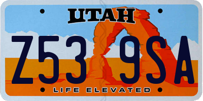 UT license plate Z539SA