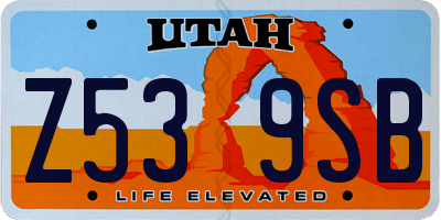 UT license plate Z539SB