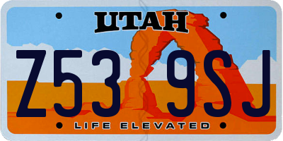 UT license plate Z539SJ