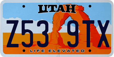 UT license plate Z539TX