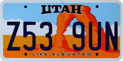 UT license plate Z539UN