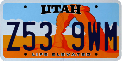 UT license plate Z539WM