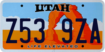 UT license plate Z539ZA