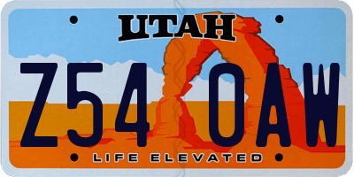 UT license plate Z540AW