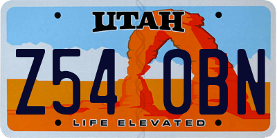 UT license plate Z540BN