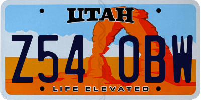 UT license plate Z540BW