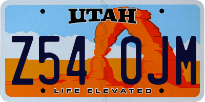 UT license plate Z540JM