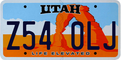 UT license plate Z540LJ