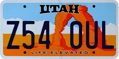 UT license plate Z540UL