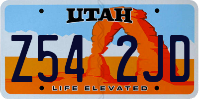 UT license plate Z542JD