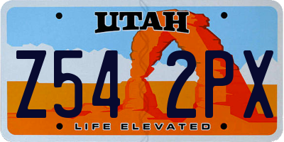 UT license plate Z542PX