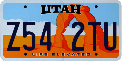 UT license plate Z542TU