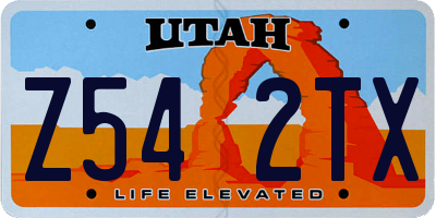 UT license plate Z542TX