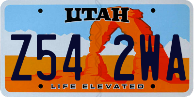UT license plate Z542WA