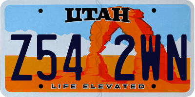 UT license plate Z542WN