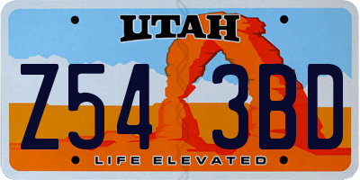 UT license plate Z543BD
